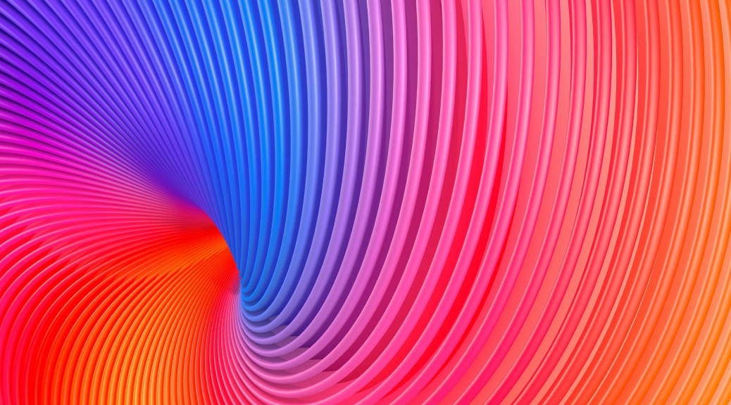 A colourful abstract pattern suggestive of a turn or twist